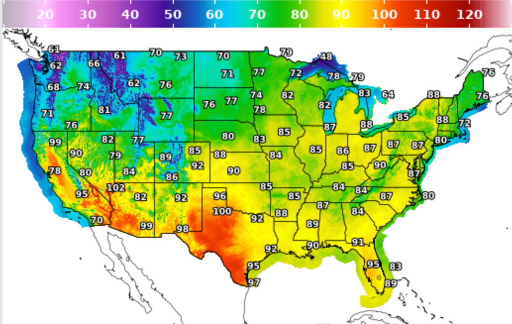 A forecast map shows a “heat dome” starting to settle over the West Coast Tuesday. It’s expected to grow and impact states for the rest of the week.